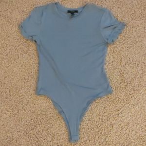 M High-Neck, Blue-Grey, Short-Sleeve Body Suit